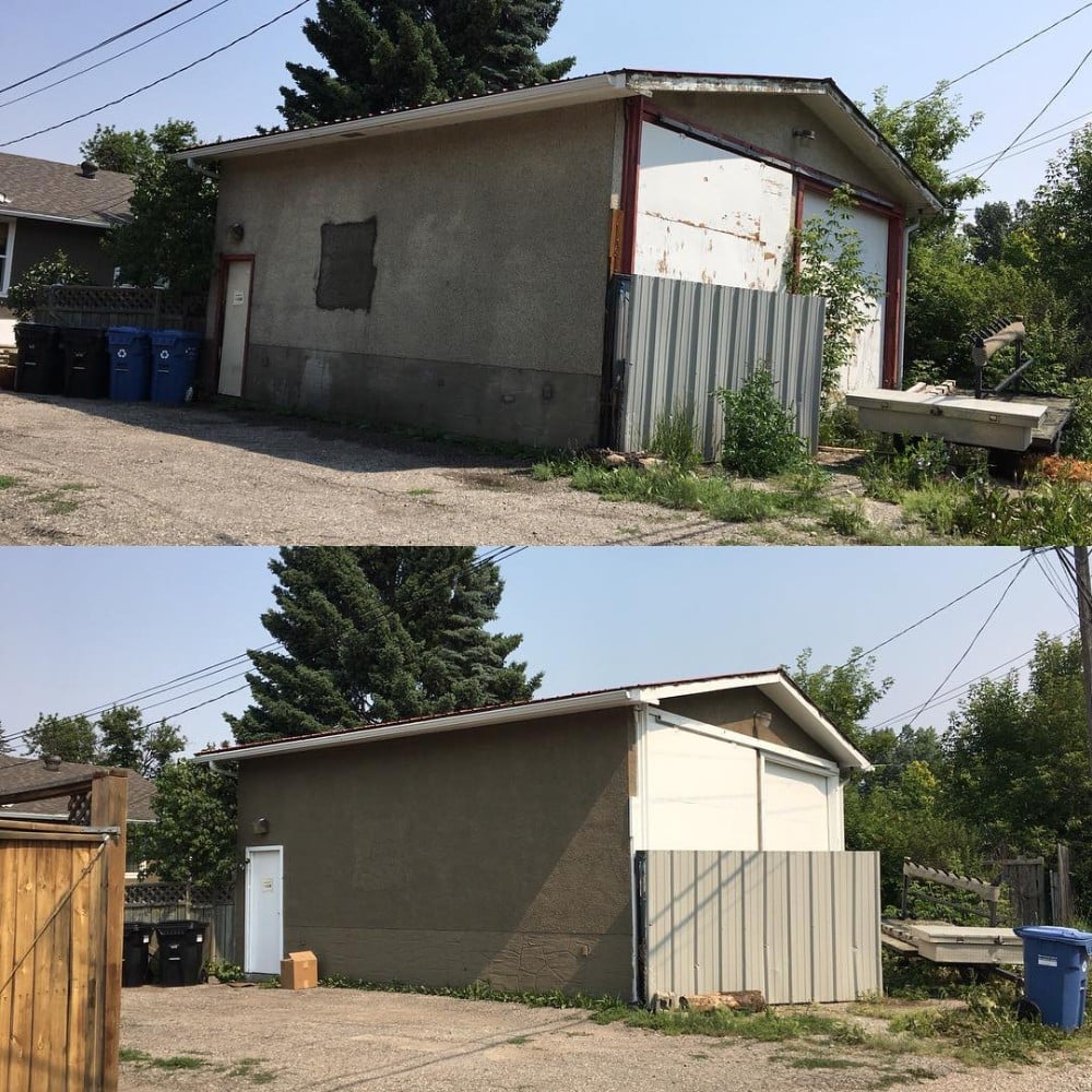 Before and after images of exterior painting