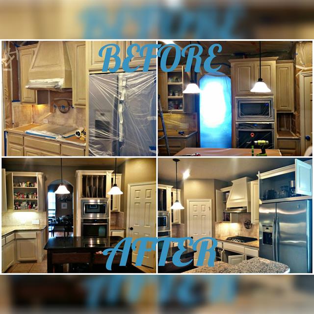 Before and after kitchen repainting