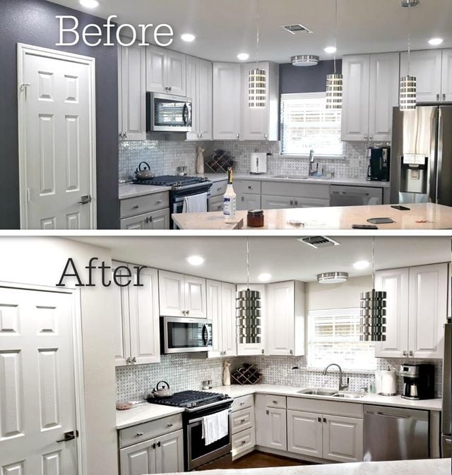 Before and after kitchen repainting