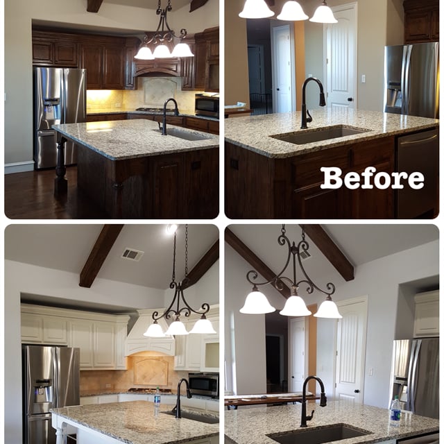 Before and after kitchen repainting