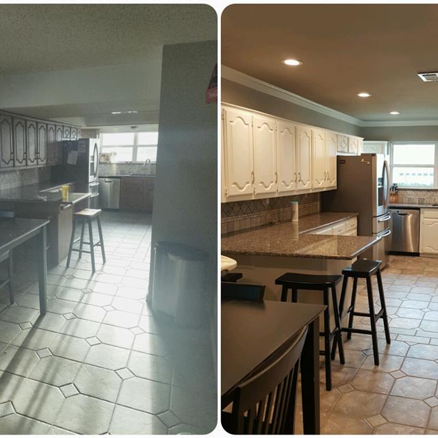 Before and after kitchen repainting
