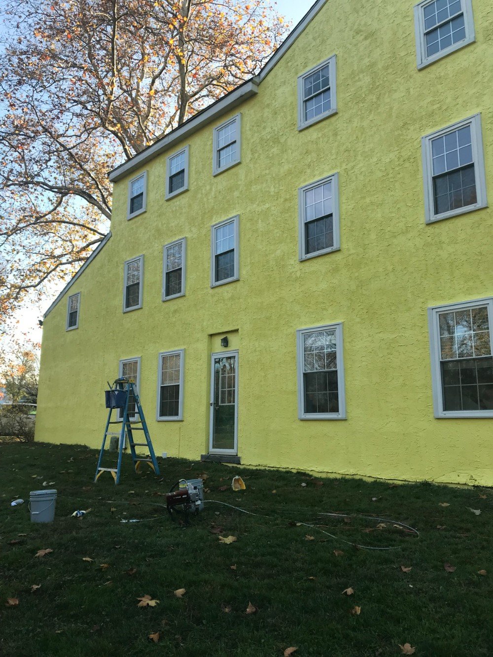 Exterior Yellow Stucco building