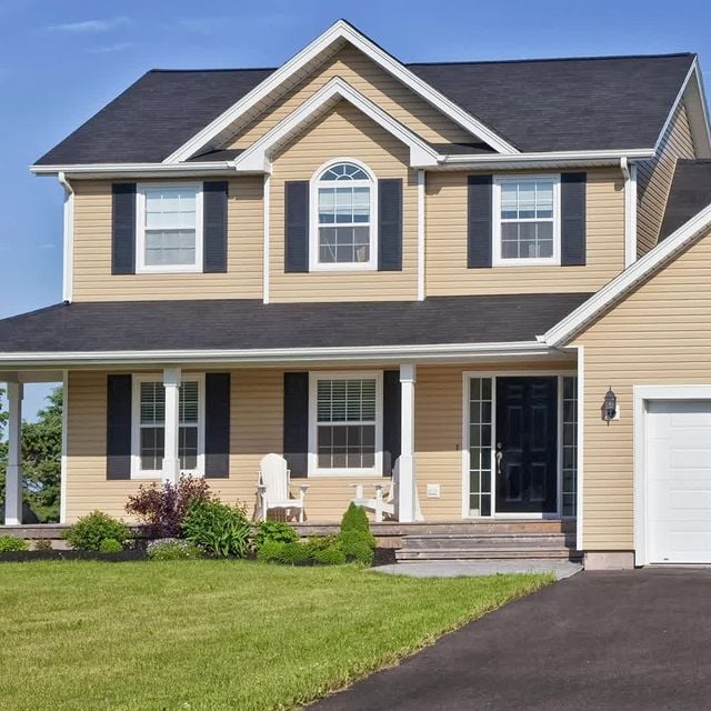 yellow tan house