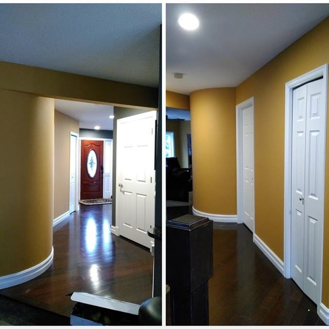 Interior Hallway with large molding and baseboards