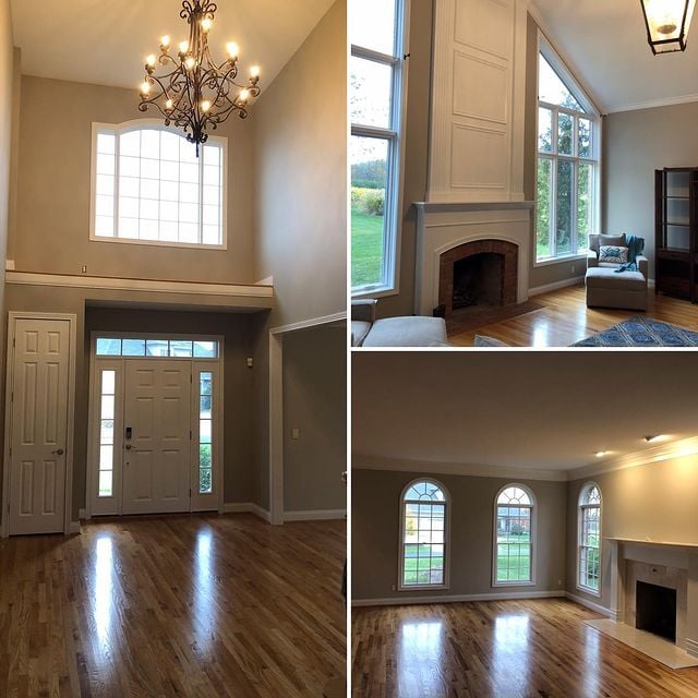 Living room ceilings walls and trim painted color Agreeable Gray