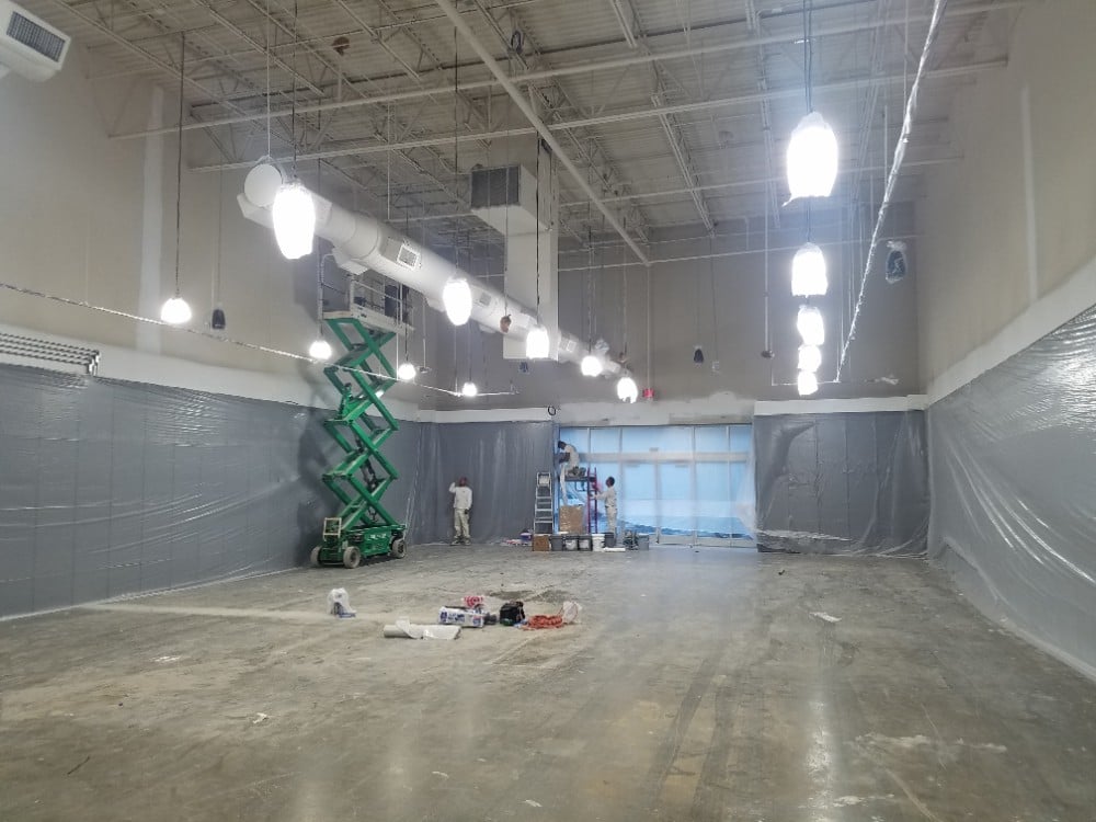 Warehouse  (Dry Fall paint on ceiling)