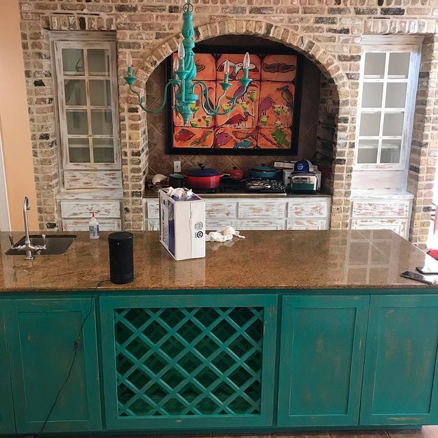 green island counter brick arch counter