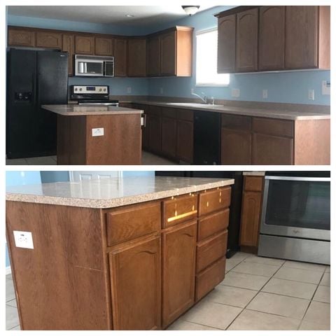 kitchen with wood cabinets