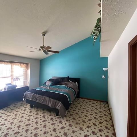 light blue and white room
