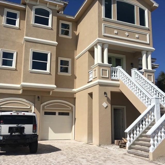 tan exterior of a vacation home