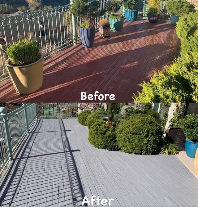 wood porch after gray paint