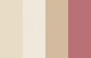 Color palette with four colors: SW 6126 Navajo White, SW 7012 Creamy, SW 7689 Row House Tan, SW 9003 Rita’s Rouge.