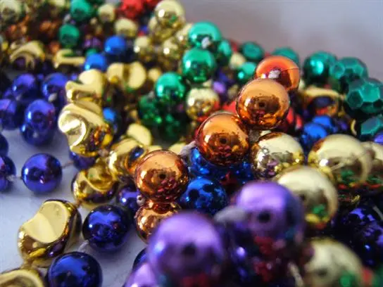mardi gras beads gold green purple.