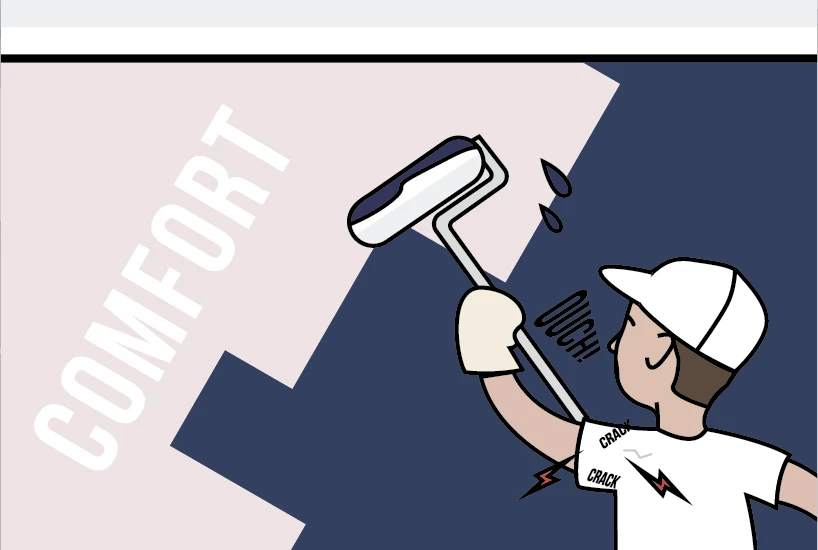 Comfort: Animation of a person getting shoulder pain while painting.