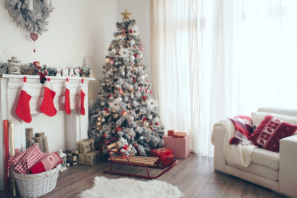 Christmas tree in home.