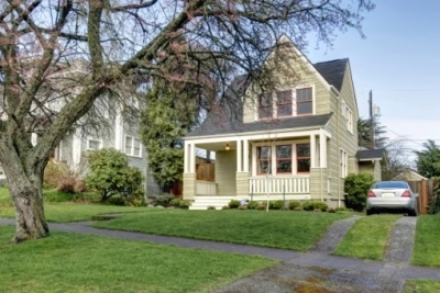 Home Exterior Painted a Natural Shade of Green Home Exterior Painted a Natural Shade of Green.