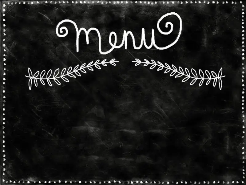 Chalkboard with the word "Menu" Written on it.