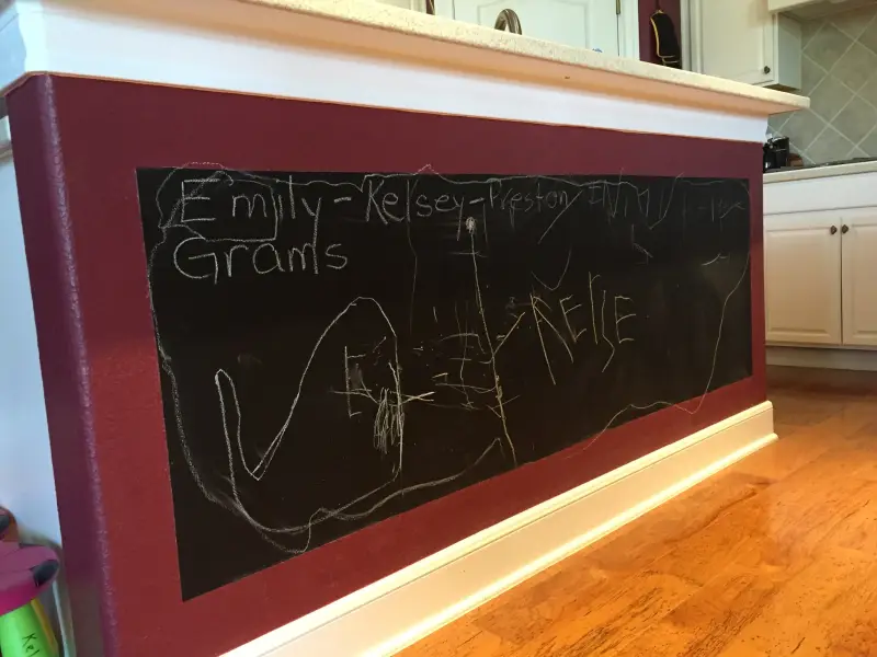 Chalkboard on Kitchen Island.