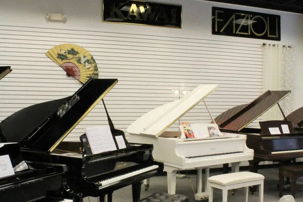 Pianos at the piano company in dulles town center.