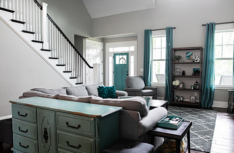 Teal Living Room.