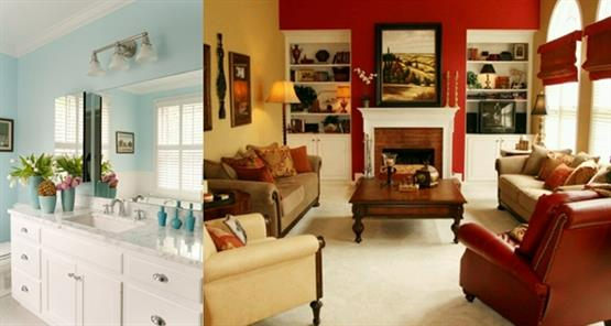 Colorful kitchen and living rooms