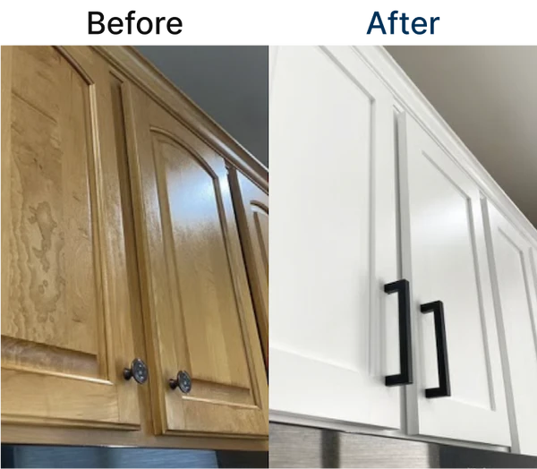 Kitchen cabinet door replacement before and after.